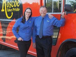 Jim and Julia in front of Roscoe truck