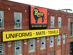 Roscoe building sign uniforms mats towels